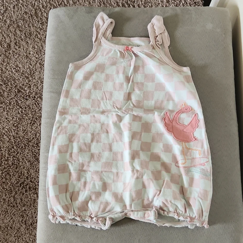 Carter's Baby Girl Romper pink white 12 months
